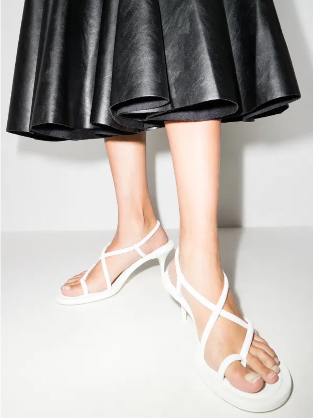 $970 Alexander McQueen strap-detail open-toe sandals in white 37.5